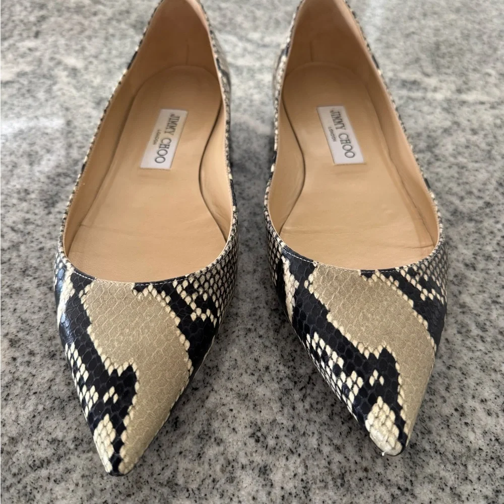 Jimmy Choo “Romy” snake embossed flats - Picture 2 of 6